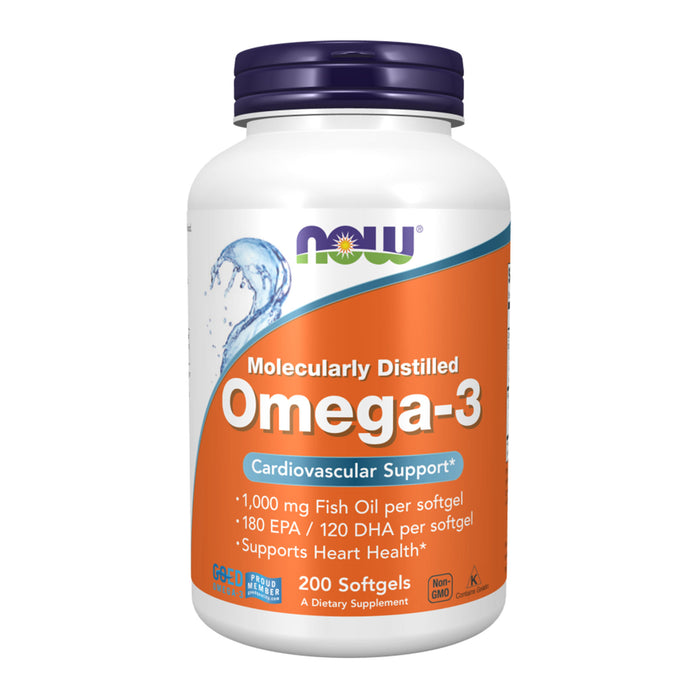 Omega-3 1000mg Fish Oil, Molecularly Distilled Softgels