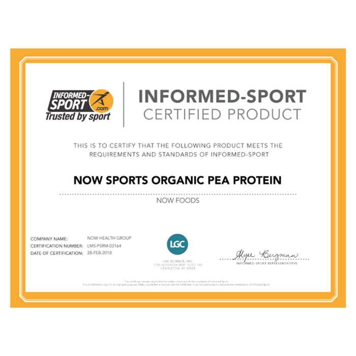 Organic Pea Protein, Creamy Chocolate Powder - Informed Choice Certified